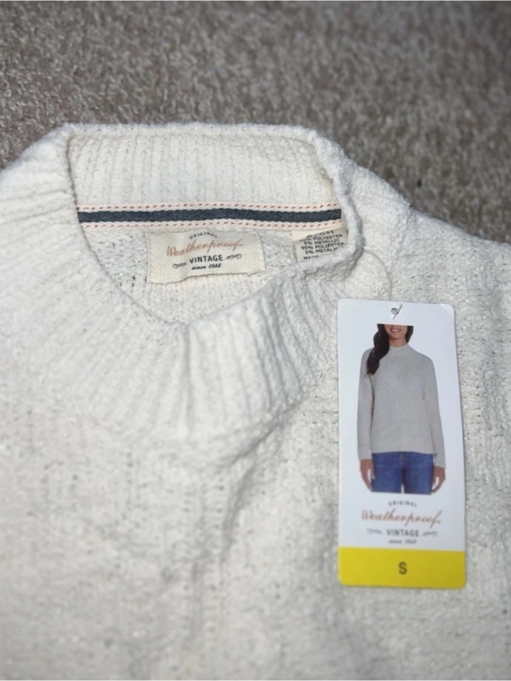Weatherproof Vintage Women's Sweater Small Creme/Gold NEW